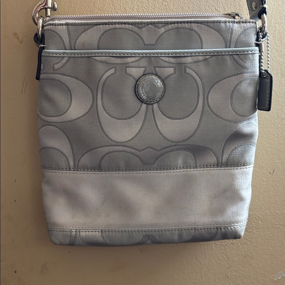 Coach Light Gray Signature Crossbody Bag